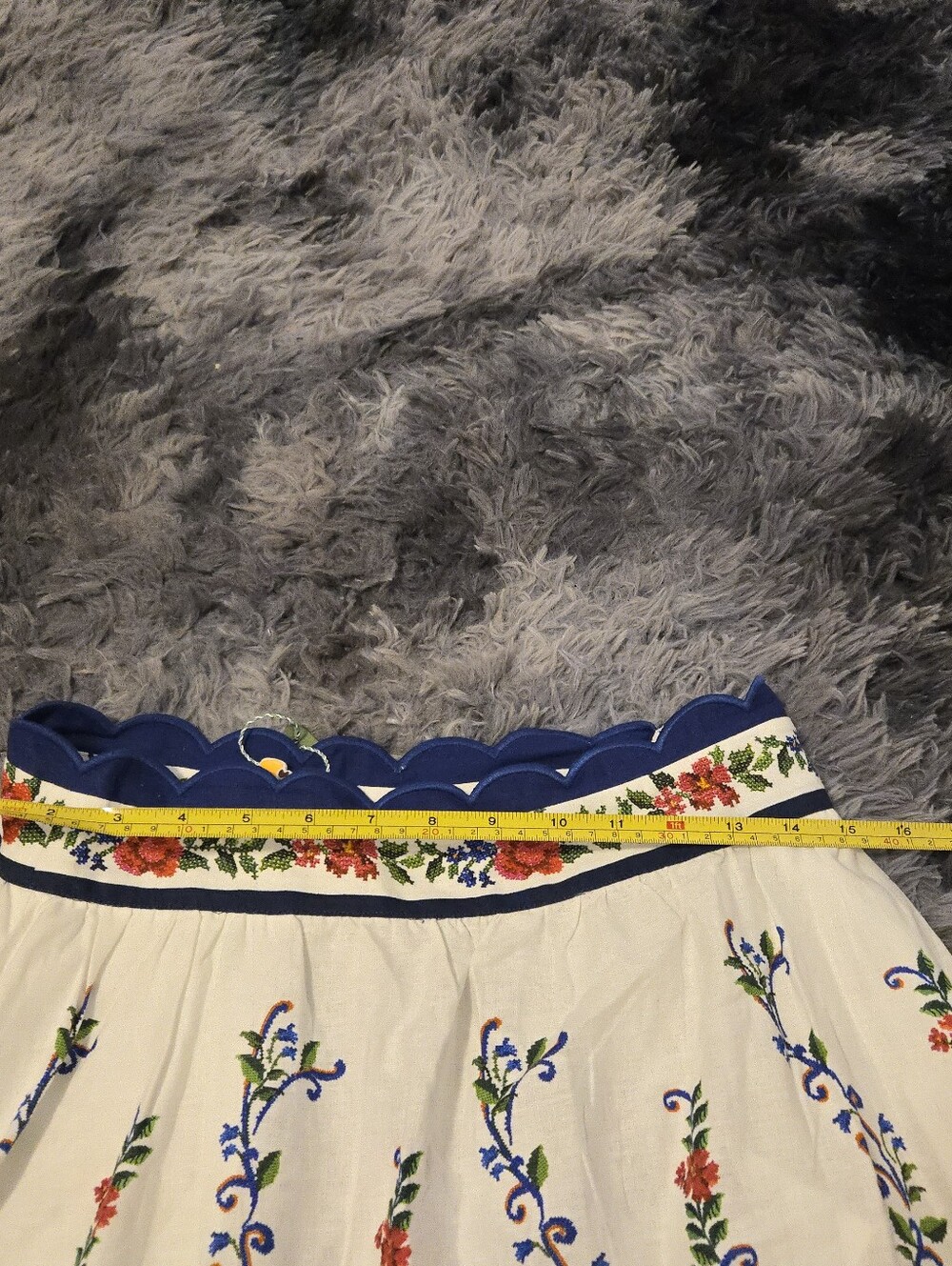 FARM RIO Flower Tapestry Off White Linen Blend Midi Maxi Skirt Scallop Size M NW - Picture 4 of 8
